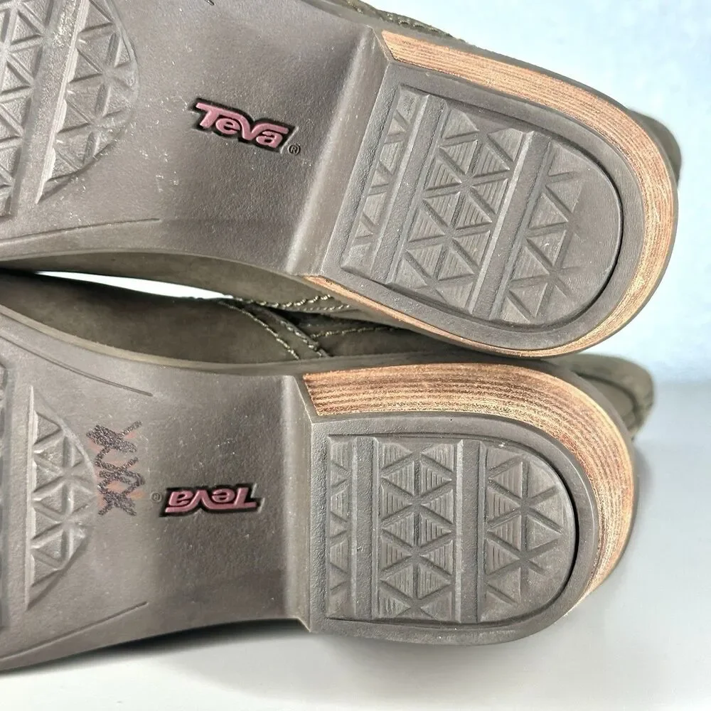 TEVA FOXY MID CALF Women’s Size 8 Boots Leather Olive Green Zipper - Picture 11 of 13